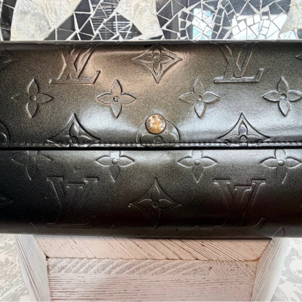 Sold Louis Vuitton Black Monogram Vernis Snap Wallet